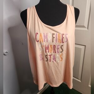 Joyspun Size XL(16-18) Tank Top Campfires, Smores, And Stars Light Pink